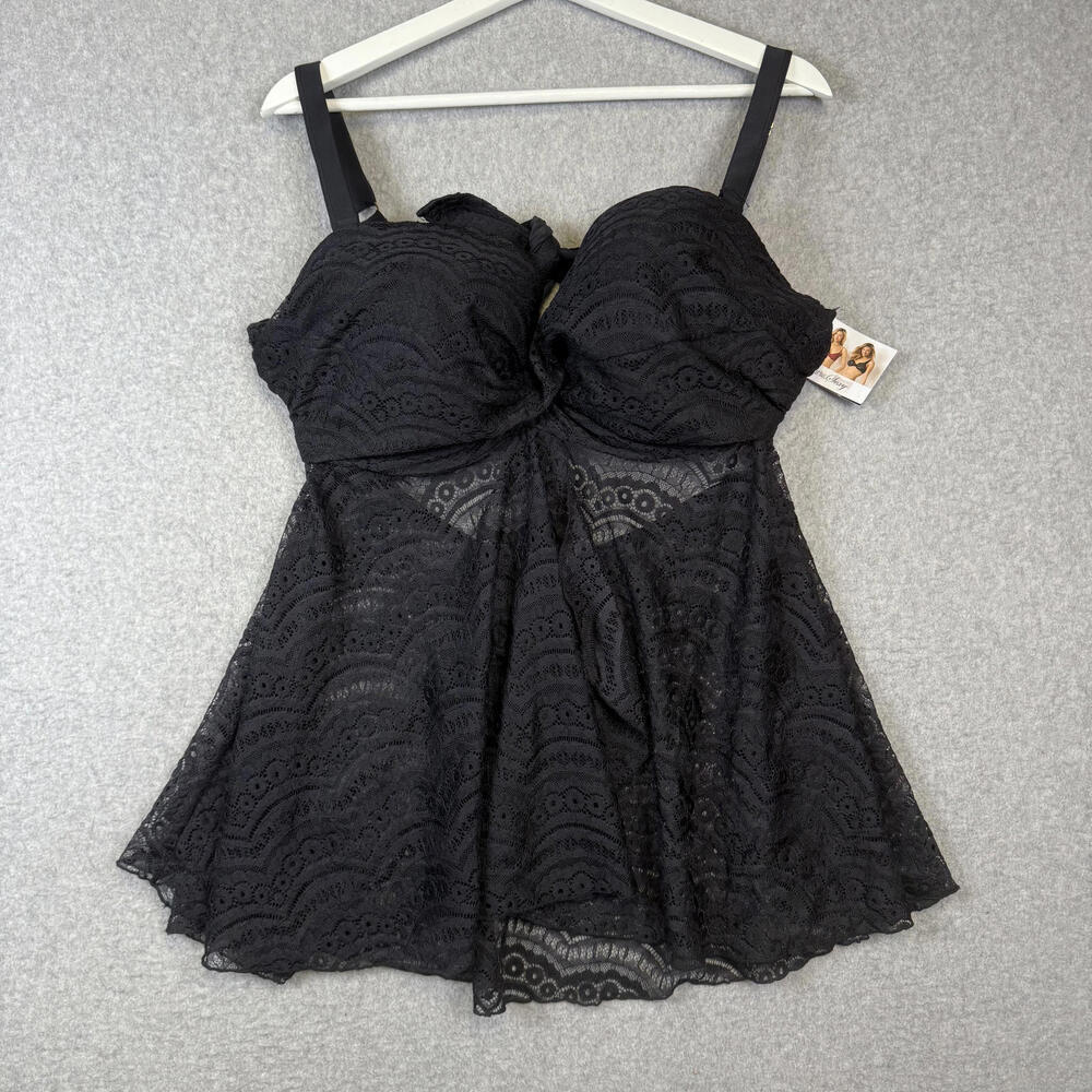 Brand New Smart and Sexy Swim Black Tankini Top Swimwear Women's 38DDD